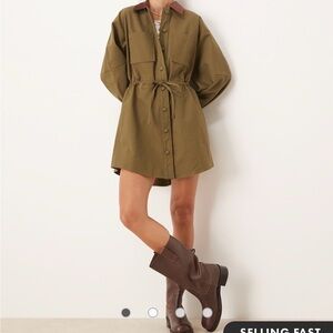 ASOS Khaki Utility Jacket with Tie Waist